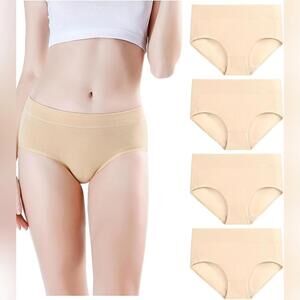 NWOT Wirarpa 4 Pack Cotton Mid Waisted Full Coverage Panties, Beige, Medium